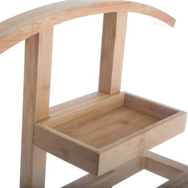 Suport haine si prosoape 5Five Velvy cu bara si etajera de depozitare, bambus, 44x22x113 cm, maro - imagine 2