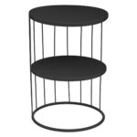 Masuta de cafea Atmosphera Kobu, metal, pe 2 nivele, 36x52 cm, negru