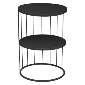 Masuta de cafea Atmosphera Kobu, metal, pe 2 nivele, 36x52 cm, negru