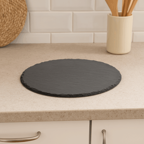 Platou servire Atmosphera ardezie, diametru 28 cm, negru - imagine 3
