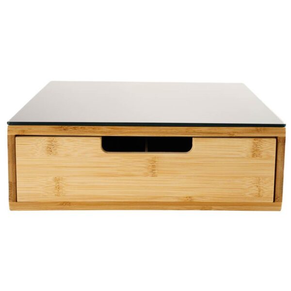 Suport capsule cafea 5Five Blackbamboo, cu sertar, bambus si sticla, 30x30x10 cm, natur si negru - imagine 2
