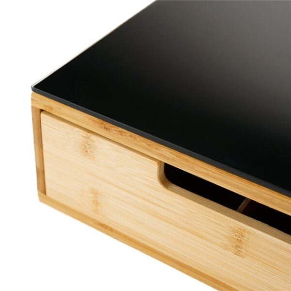 Suport capsule cafea 5Five Blackbamboo, cu sertar, bambus si sticla, 30x30x10 cm, natur si negru - imagine 4