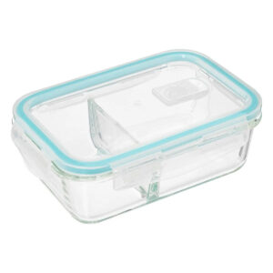Caserola dreptunghiulara compartimentata 5Five Clipeat, sticla borosilicata, 0.7 L, transparenta