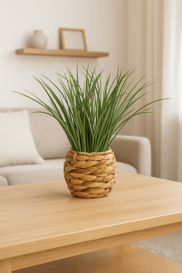 Planta decorativa Atmosphera, iarba in ghiveci impletit, 18x46 cm, maro natur - imagine 4
