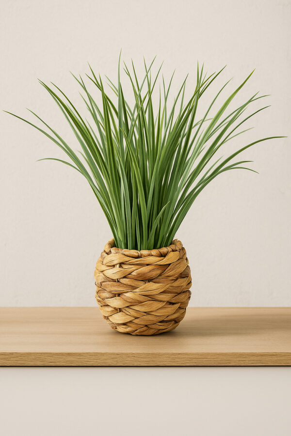 Planta decorativa Atmosphera, iarba in ghiveci impletit, 18x46 cm, maro natur - imagine 6