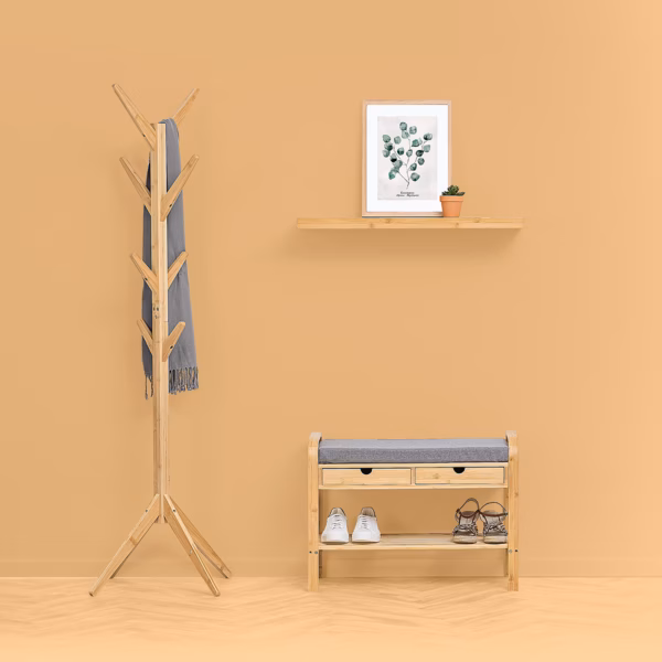 Cuier 5Five Arbre din bambus cu 8 carlige, 179 cm, maro natural - imagine 2