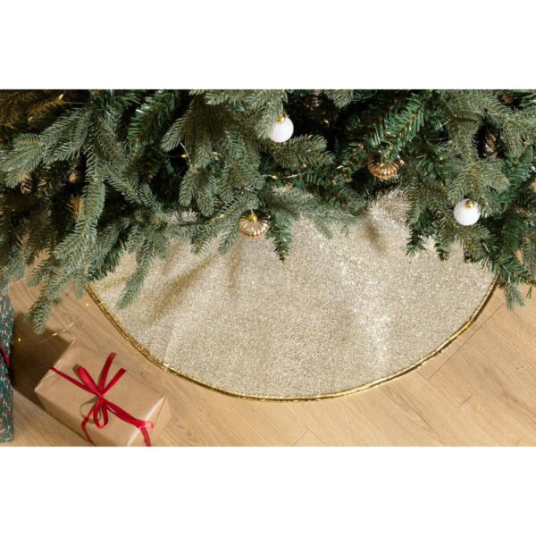 Covoras de pus sub bradul de Craciun, diametru 90 cm, auriu - imagine 4