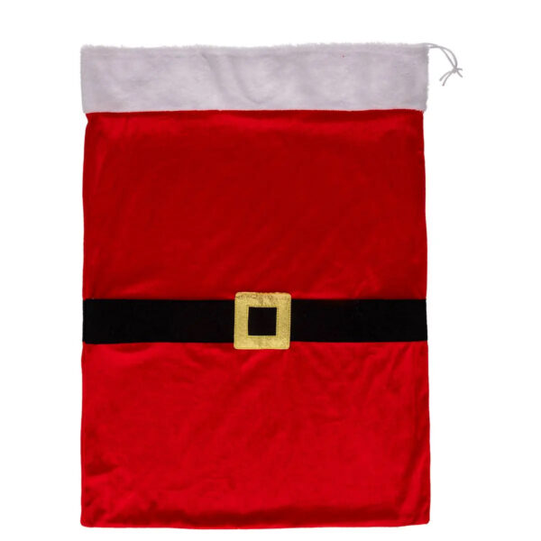 Sac cadouri Mos Craciun 50x70 cm, din poliester, rosu - imagine 4