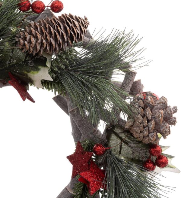 Coronita decorativa cu crengute, pentru Craciun, diametru 30 cm, cu plante uscate - imagine 2