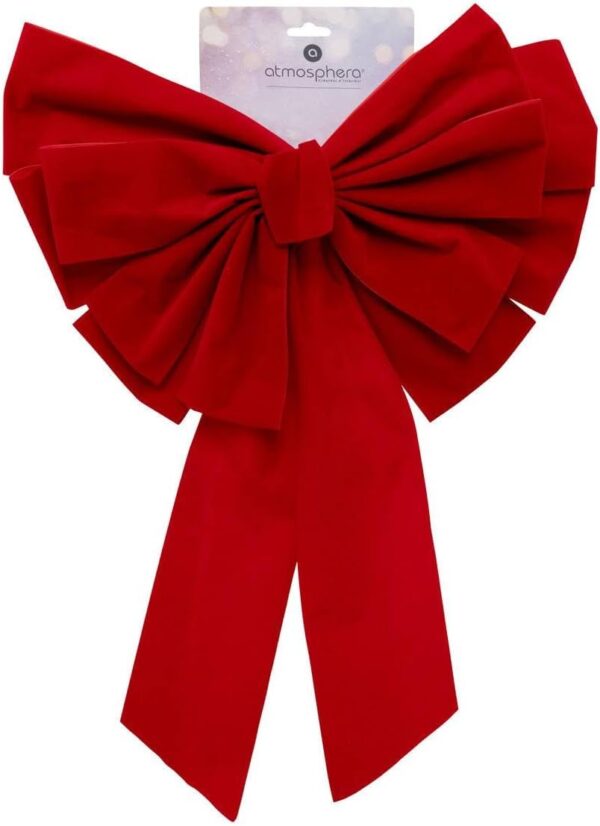 Fundita decorativa pentru bradul de Craciun, 40x60 cm, din catifea, rosie - imagine 2