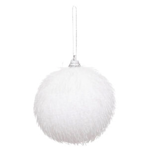 Glob decorativ Atmosphera cu sclipici, efect zapada, diametru 9 cm, alb