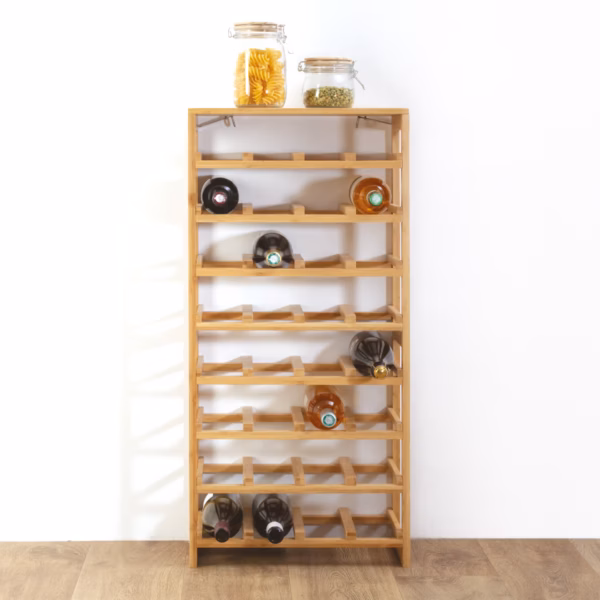 Suport sticle 5Five Linha bambus pentru 32 sticle, 45x24x89 cm, maro natural - imagine 2