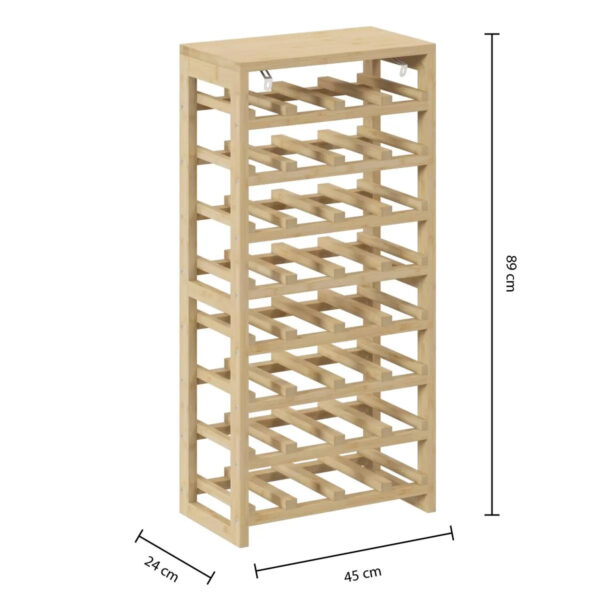 Suport sticle 5Five Linha bambus pentru 32 sticle, 45x24x89 cm, maro natural - imagine 4