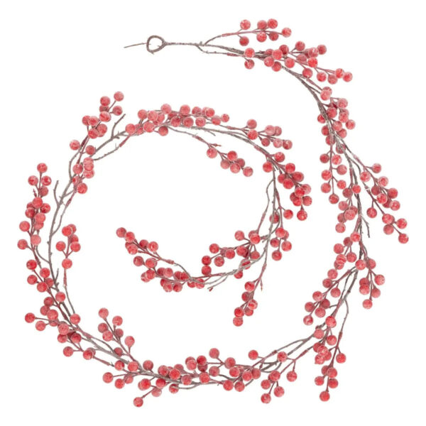 Ghirlanda decorativa cu fructe rosii, 190 cm, rosu