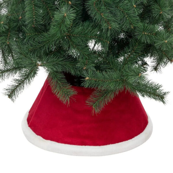 Husa decorativa tip fusta pentru bradul de Craciun, pufoasa, diametru 56 cm, rosu - imagine 4
