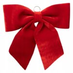 Fundita decorativa XXL din catifea pentru bradul de Craciun, 70x67x8 cm, rosie