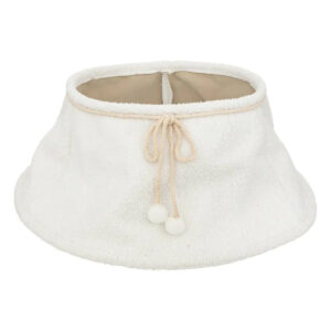 Husa decorativa tip fusta pentru bradul de Craciun, pufoasa, diametru 56 cm, alb