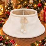 Husa decorativa tip fusta pentru bradul de Craciun, pufoasa, diametru 56 cm, alb