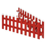 Gard decorativ din lemn, decor Craciun, 90x20x4 cm, rosu