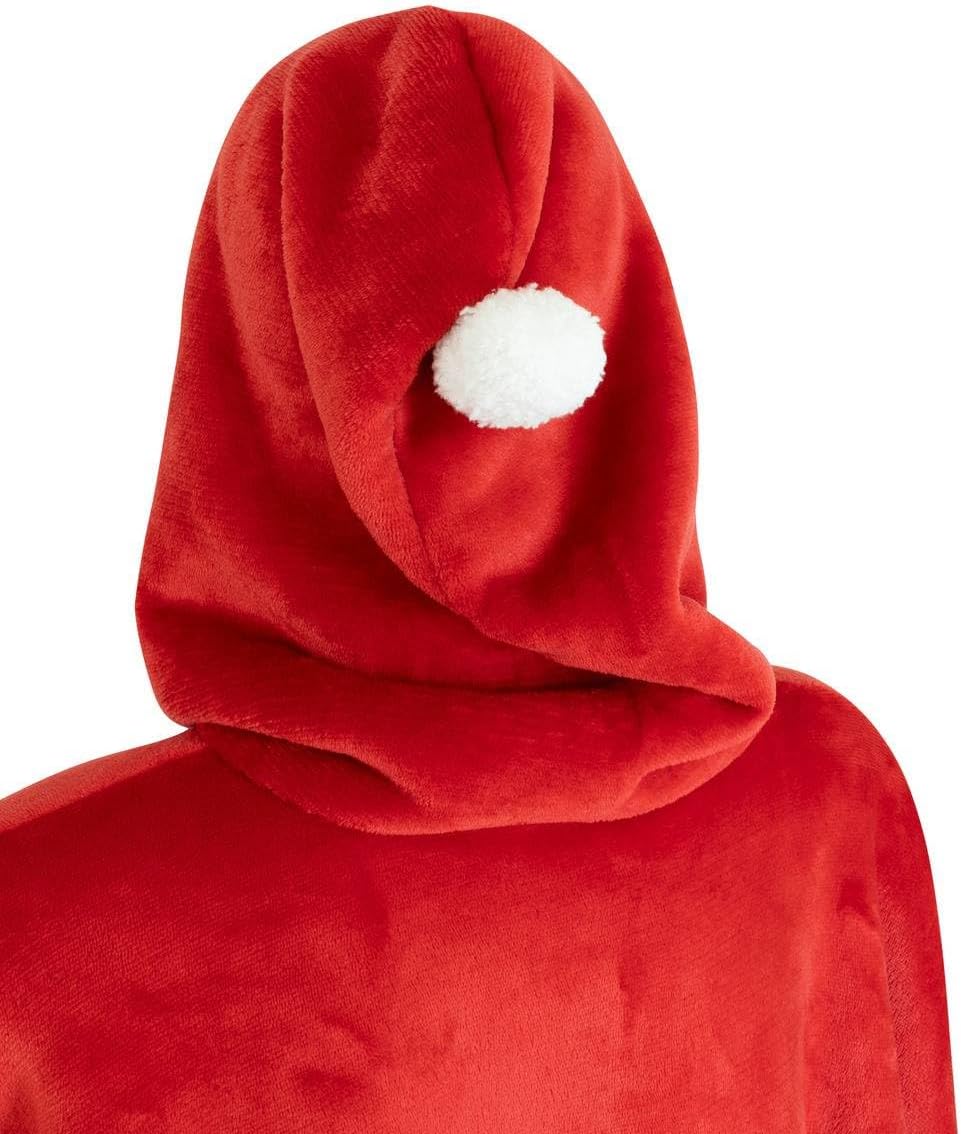 Patura tip hanorac, cu maneci, gluga si buzunare, material plus, marime universala, rosu - imagine 2