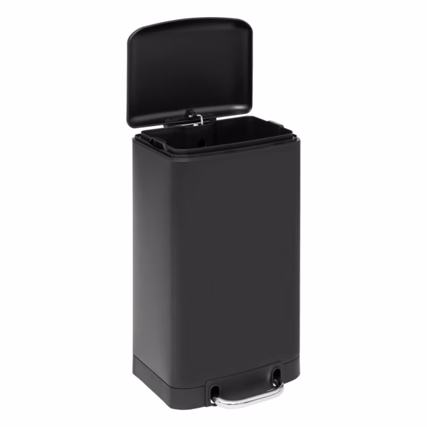Cos de gunoi 5Five Ariane 20L, cu pedala si inchidere lenta, otel inoxidabil, 30x30x53 cm, negru - imagine 2