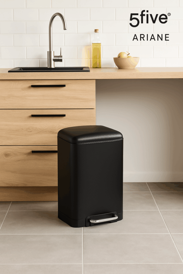 Cos de gunoi 5Five Ariane 20L, cu pedala si inchidere lenta, otel inoxidabil, 30x30x53 cm, negru - imagine 3