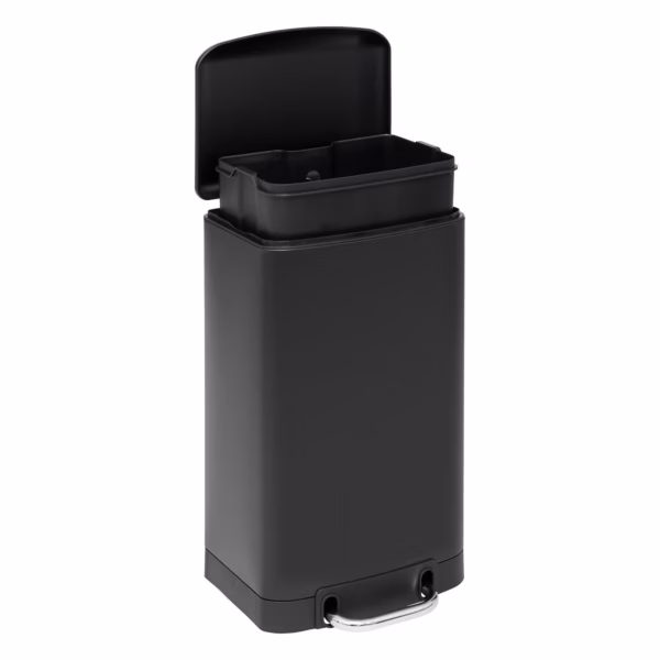 Cos de gunoi 5Five Ariane 20L, cu pedala si inchidere lenta, otel inoxidabil, 30x30x53 cm, negru - imagine 4