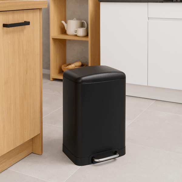 Cos de gunoi 5Five Ariane 20L, cu pedala si inchidere lenta, otel inoxidabil, 30x30x53 cm, negru - imagine 5