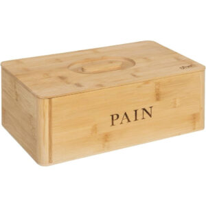 Cutie paine bambus 5Five cu design natural si capac rabatabil, 33x13x20 cm, maro natur