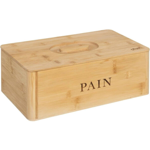 Cutie paine bambus 5Five cu design natural si capac rabatabil, 33x13x20 cm, maro natur