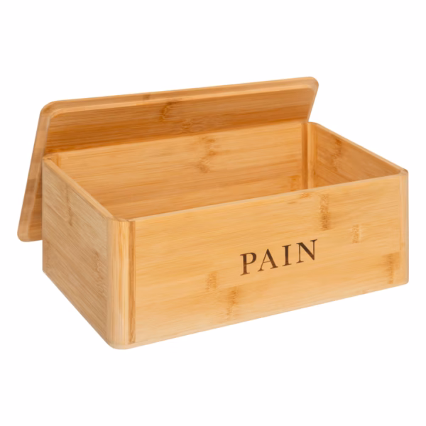 Cutie paine bambus 5Five cu design natural si capac rabatabil, 33x13x20 cm, maro natur - imagine 4