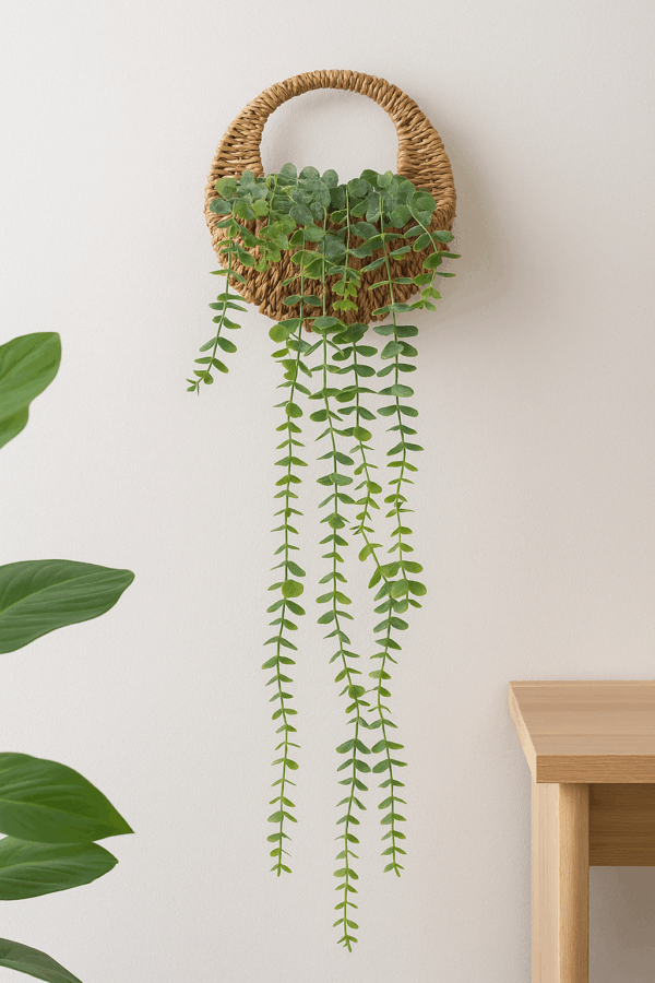 Planta suspendata artificiala Atmosphera Eucalyptus Zea, in cos impletit, 26x11x26 cm, verde - imagine 3