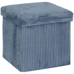 Taburet pliabil Atmosphera Arum din material tip catifea raiat, 38x38x38 cm, albastru inchis