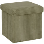 Taburet pliabil Atmosphera Arum din material tip catifea raiat, 38x38x38 cm, verde kaki