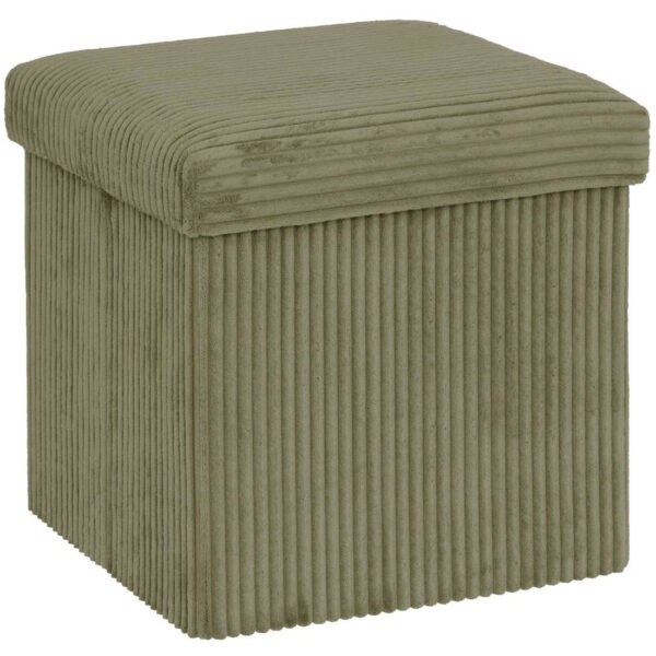 Taburet pliabil Atmosphera Arum din material tip catifea raiat, 38x38x38 cm, verde kaki
