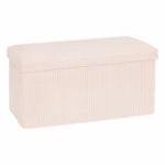 Taburet dublu pliabil Atmosphera Arum din material tip catifea raiat, 76x38x38 cm, ivoire