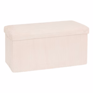 Taburet dublu pliabil Atmosphera Arum din material tip catifea raiat, 76x38x38 cm, ivoire