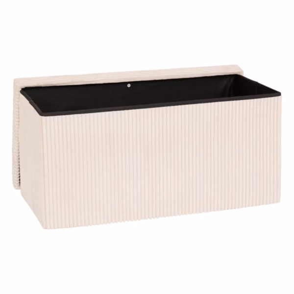 Taburet dublu pliabil Atmosphera Arum din material tip catifea raiat, 76x38x38 cm, ivoire - imagine 2