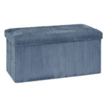 Taburet dublu pliabil Atmosphera Arum din material tip catifea raiat, 76x38x38 cm, albastru inchis
