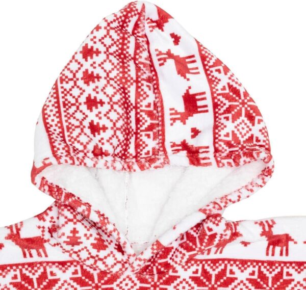 Bluza pentru adulti cu design scandinav de Craciun, oversize, 85x118 cm, rosu - imagine 2