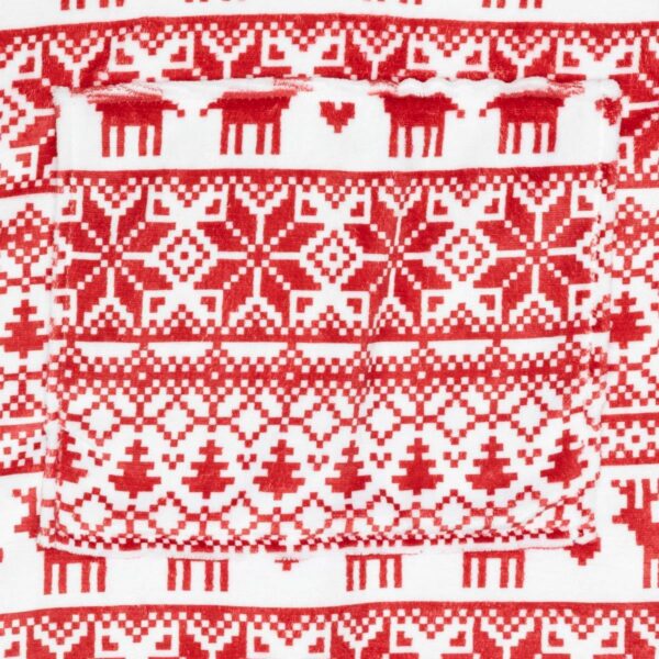 Bluza pentru adulti cu design scandinav de Craciun, oversize, 85x118 cm, rosu - imagine 3