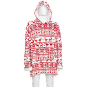 Bluza pentru adulti cu design scandinav de Craciun, oversize, 85x118 cm, rosu