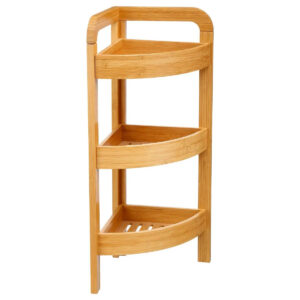 Etajera colt 5Five Bambou cu 3 rafturi, din lemn de bambus, 23x23x61 cm, bej natur