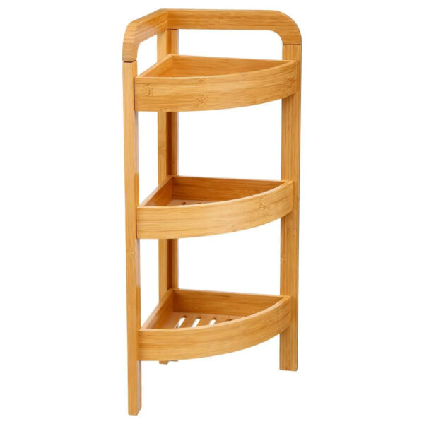 Etajera colt 5Five Bambou cu 3 rafturi, din lemn de bambus, 23x23x61 cm, bej natur