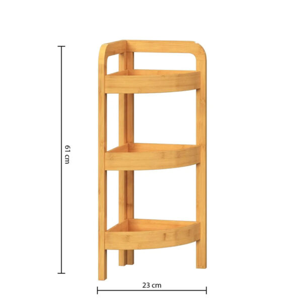 Etajera colt 5Five Bambou cu 3 rafturi, din lemn de bambus, 23x23x61 cm, bej natur - imagine 3