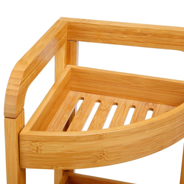 Etajera colt 5Five Bambou cu 3 rafturi, din lemn de bambus, 23x23x61 cm, bej natur - imagine 4