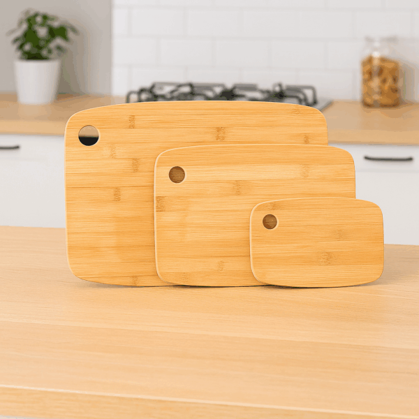Set 3 tocatoare 5Five Bambou din bambus, 37x28 cm, 29x21 cm si 19x14 cm, maro natur - imagine 4