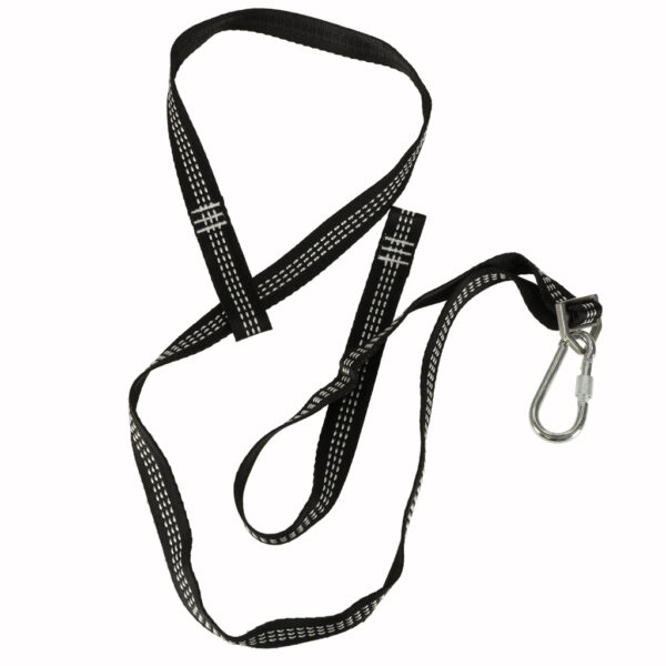Set prindere hamace si leagane, cu 2 chingi rezistente de 2 m si 2 carabiniere, maxim 300 kg, negru - imagine 4