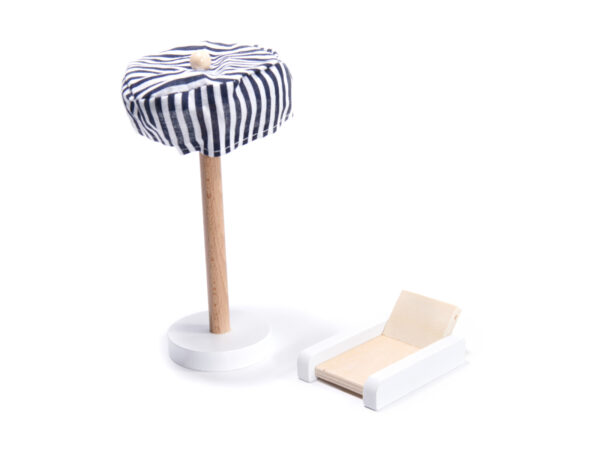 Casa de papusi mare din lemn cu 3 etaje, 4 camere, terasa, mobilier si iluminare LED, 62x27x78 cm, alb - imagine 22
