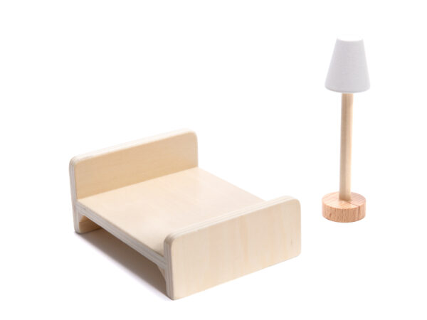 Casa de papusi mare din lemn cu 3 etaje, 4 camere, terasa, mobilier si iluminare LED, 62x27x78 cm, alb - imagine 16